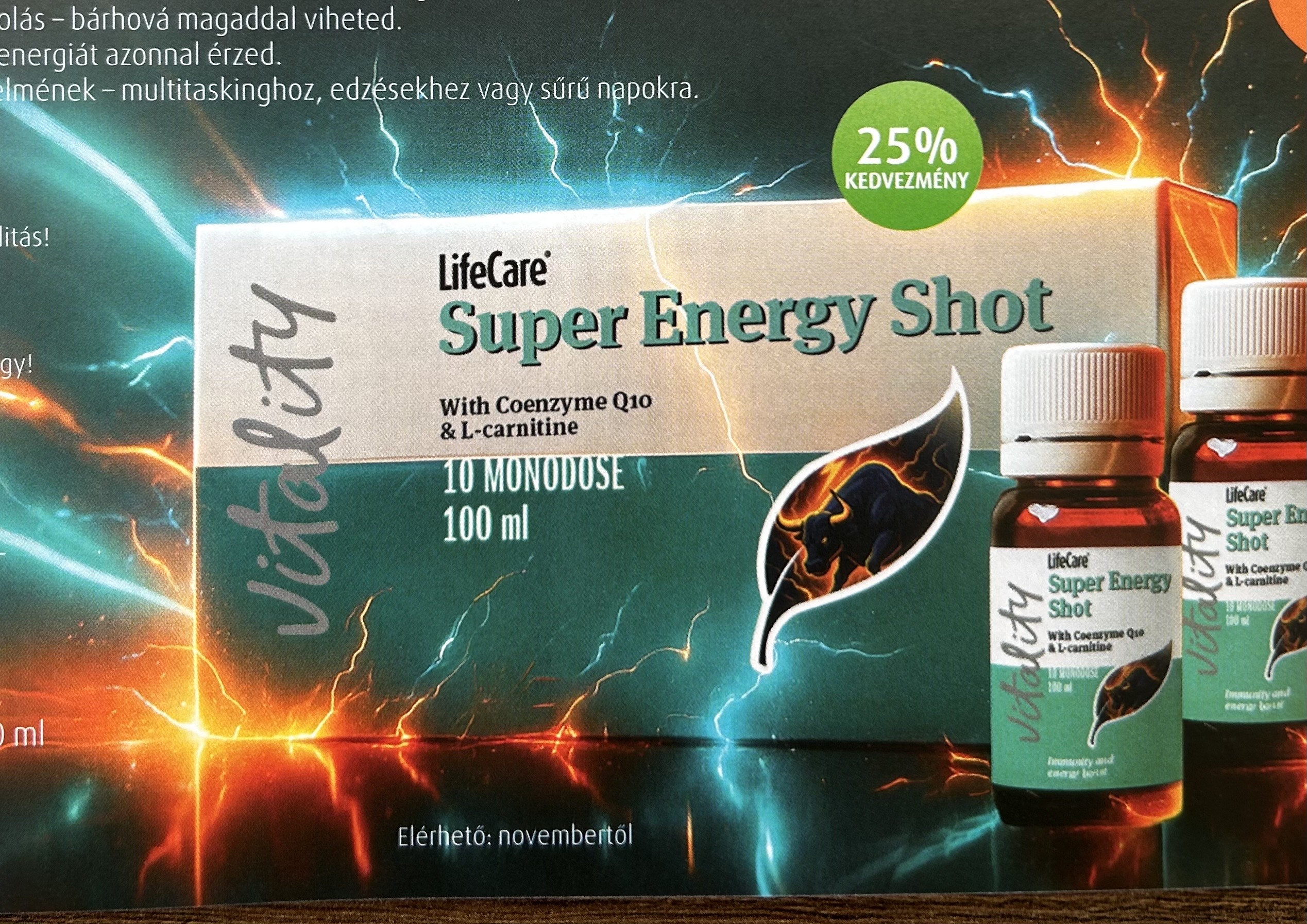 Super Energy Shot koenzim Q10-zel és L-karnitinnal